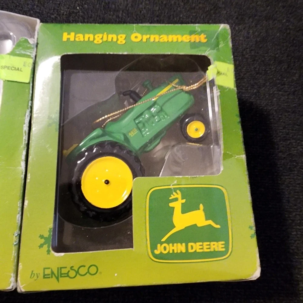 Lot‎ Of 2 ENESCO John Deere Tractor Hanging Ornament/Shelf Decor (2000)